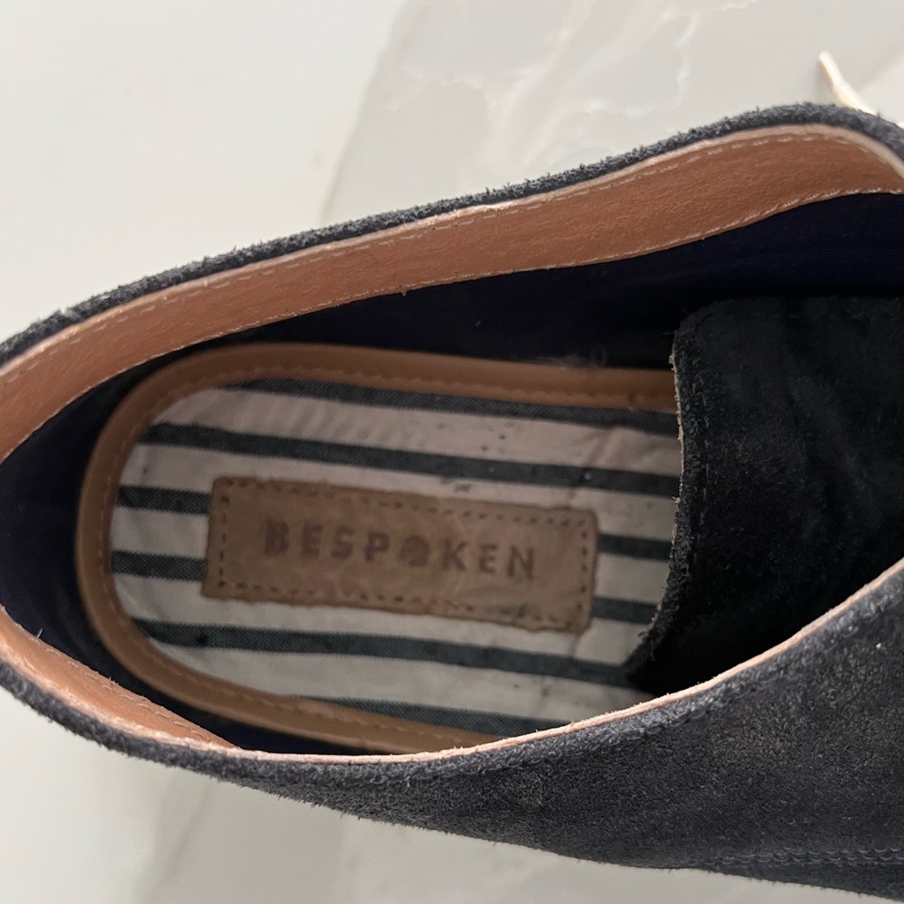Mens Bespoken Navy Blue Suede Shoe - Picture 4 of 13